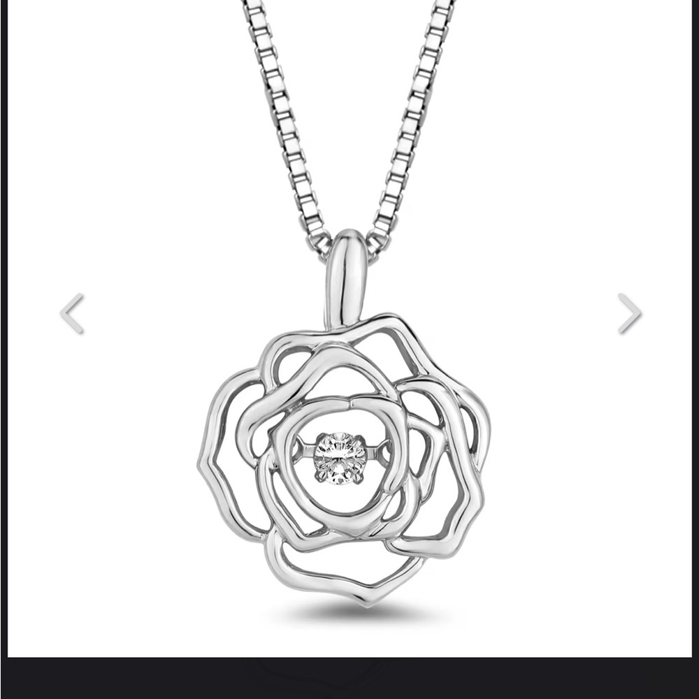 Disney brand beauty and the beast rose diamond necklace